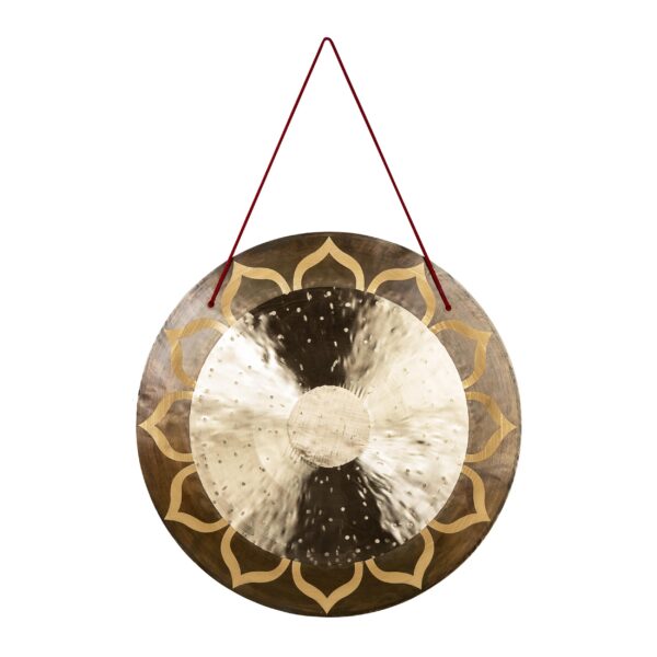SELA Wind Gong Lotus 20" Handgefertigter flacher Gong mit spirituellem Lotus-Motiv  inkl. Holzschlägel und Tasche-1