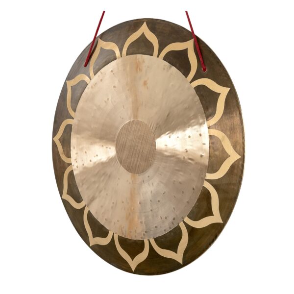 SELA Wind Gong Lotus 20" Handgefertigter flacher Gong mit spirituellem Lotus-Motiv  inkl. Holzschlägel und Tasche-5