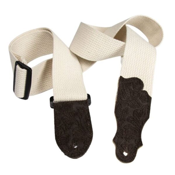 FRANKLIN 2" Natural Cotton w/Embossed Chocolate Suede End Tab  -1
