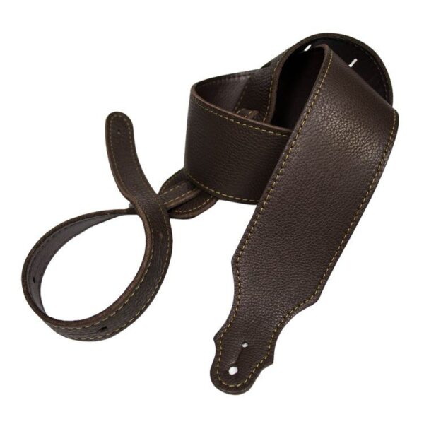 FRANKLIN 2.5" Chocolate Leather/Gold Stitch/Leatherette Backing     -1