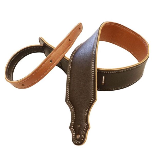 FRANKLIN 2.5" Chocolate/Gold Reversible Leather/Natural Stitching    -1