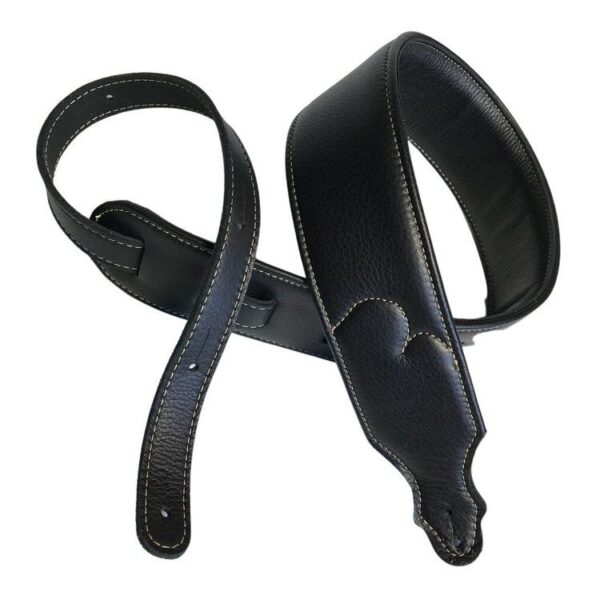 FRANKLIN 2.5" Padded Black Leather/Natural Stitch    -1