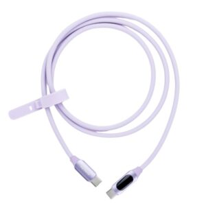 MyVolts Step Up USB-C to USB-C PD Cable with LCD Display - Jellybean Purple