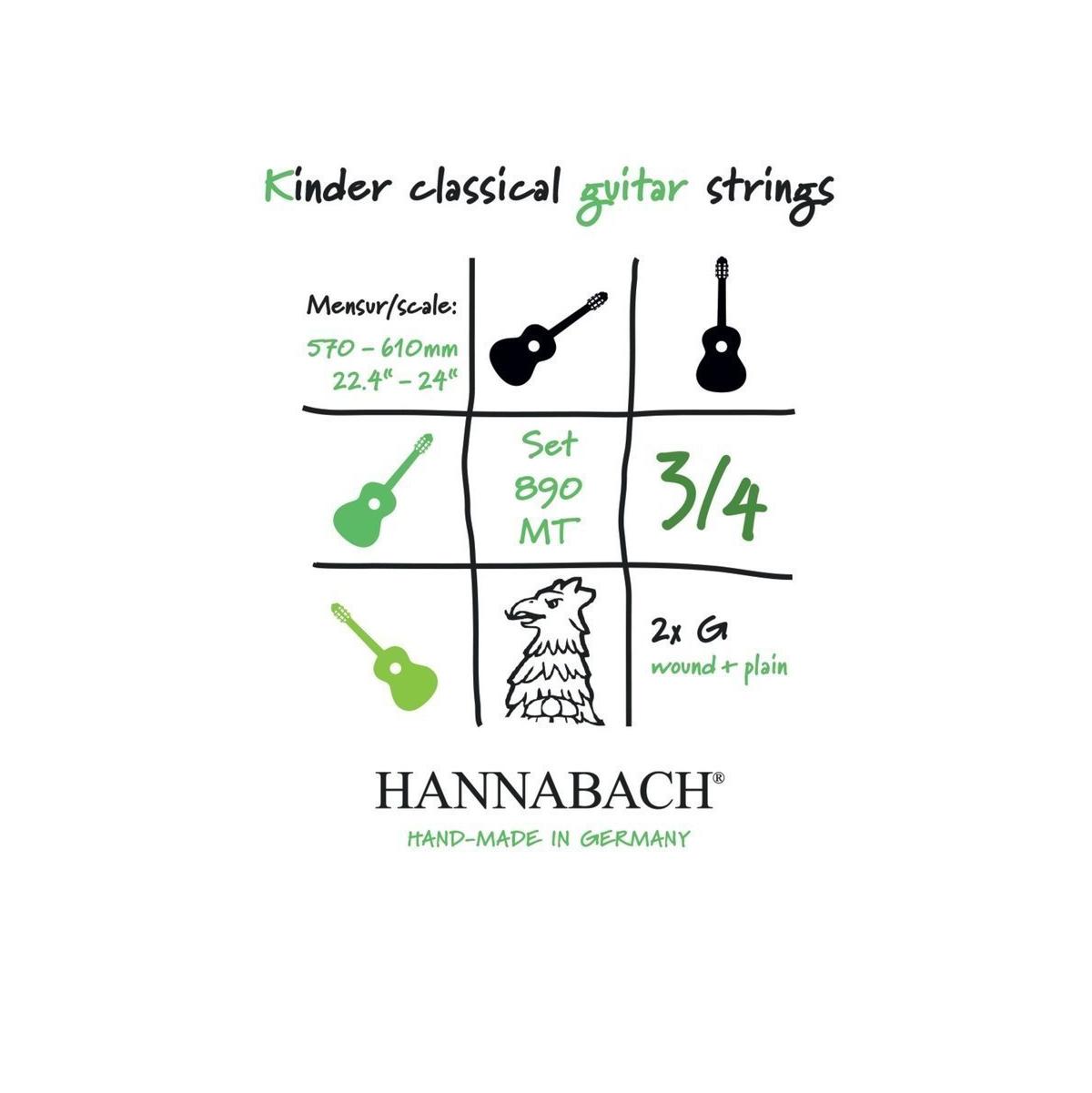 HANNABACH 890 3/4 MT Gitarre Satz Medium 2 G Saiten -1