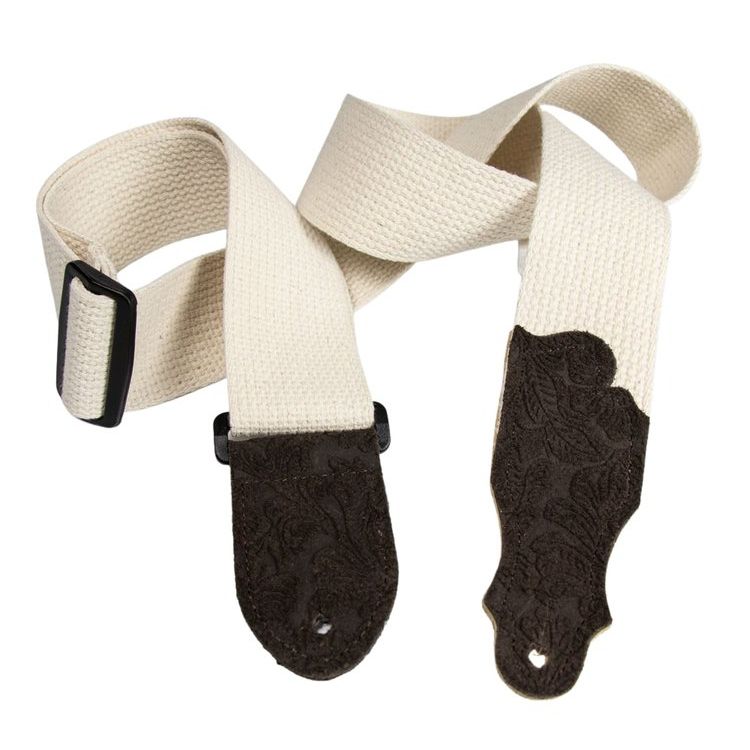 FRANKLIN 2" Natural Cotton w/Embossed Chocolate Suede End Tab -1